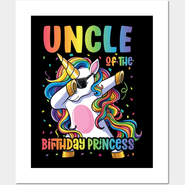 Uncle of the Birthday Princess Dabbing Unicorn Girl Wall Art by Pennelli Studio